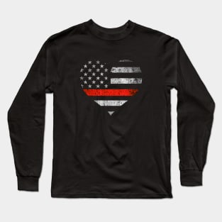 Thin Red Line Heart Flag Firefighter Wife Long Sleeve T-Shirt